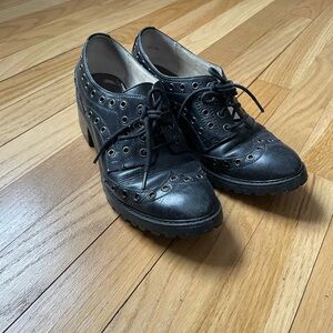 Michael Kors Edison Oxford Leather Lace Up Black Shoe